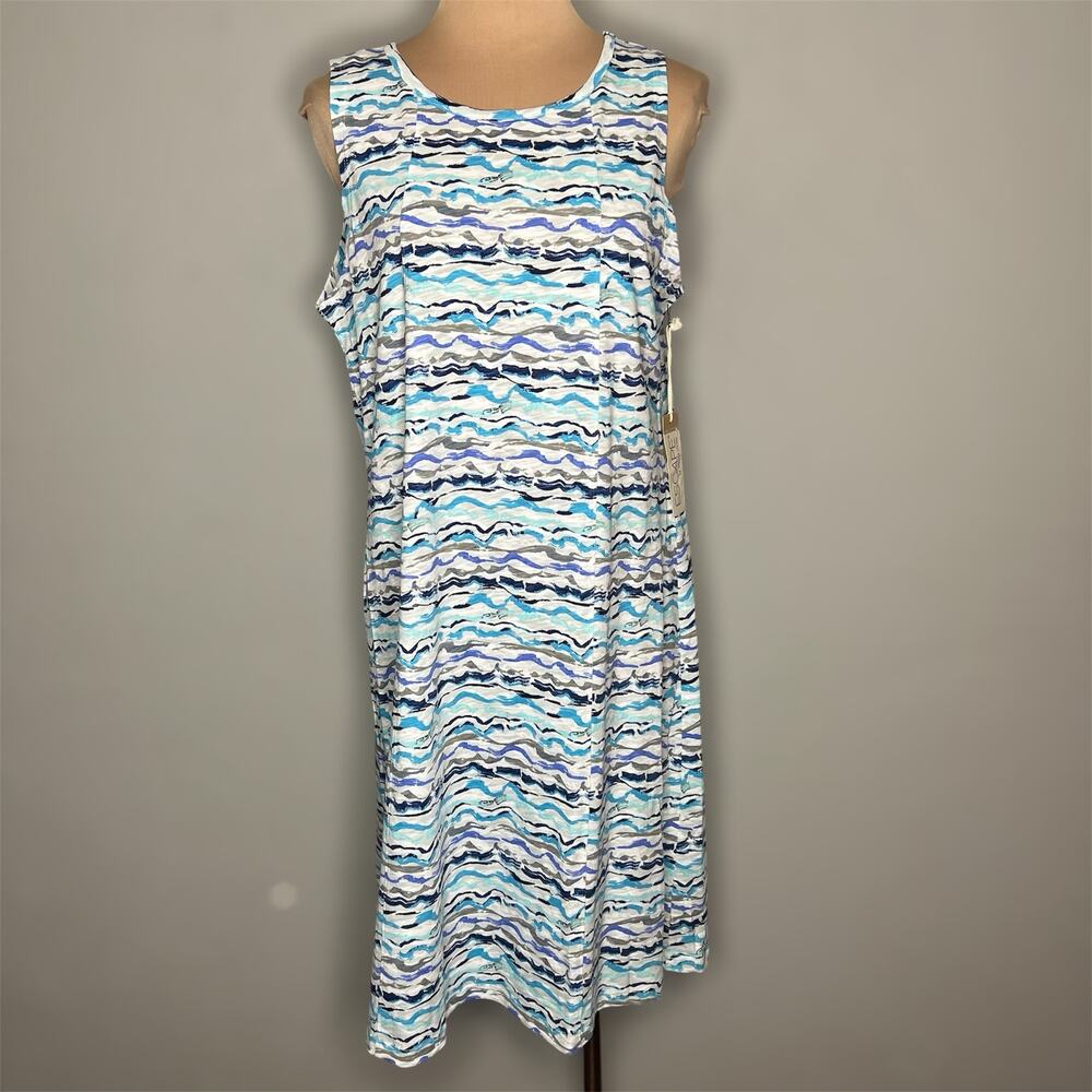Escape by Habitat Clothes Tank Dress Medium Womens Blue Abstract Knee Length New